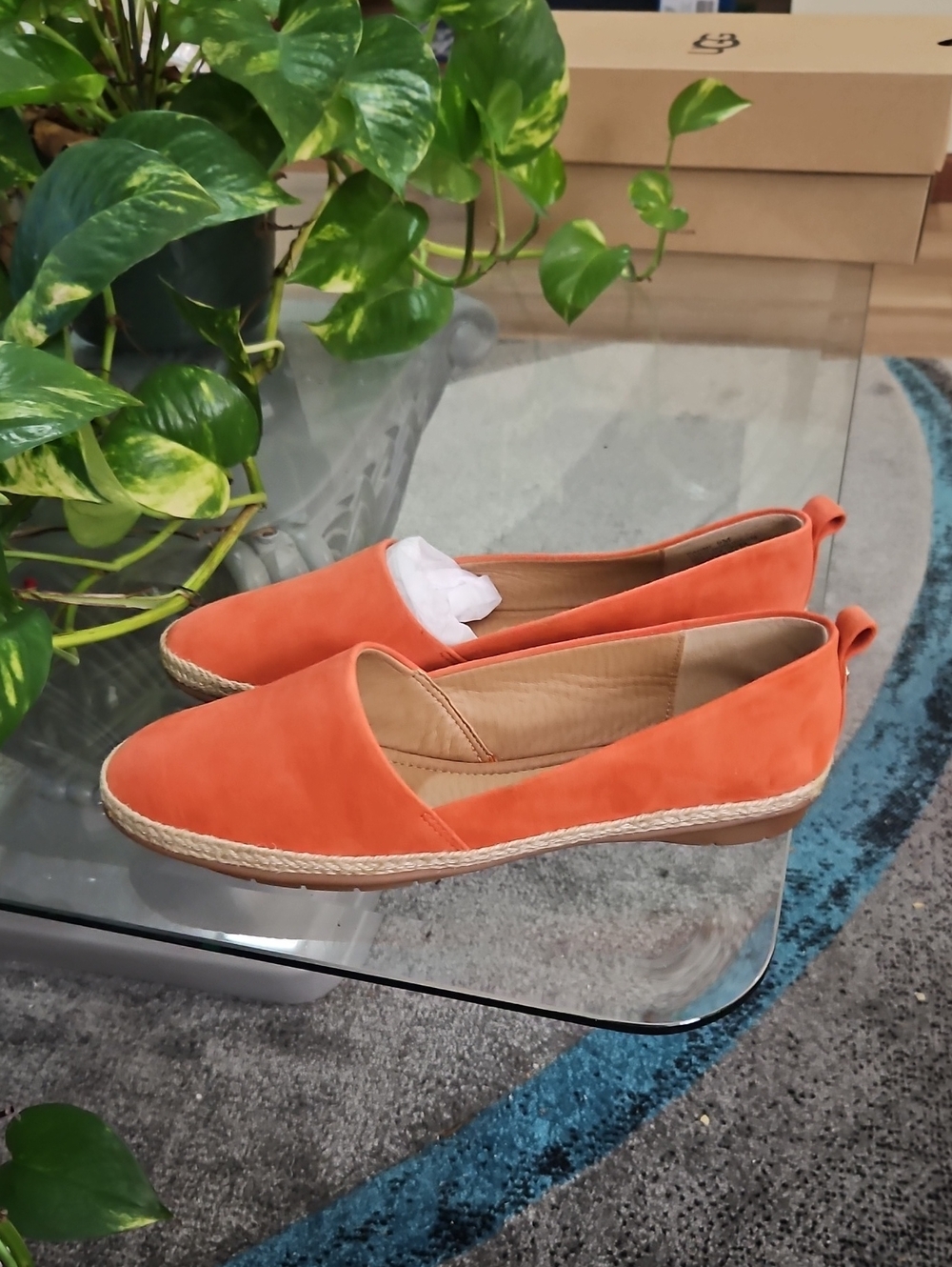 Classic Orange Espadrille Slip-On Flats